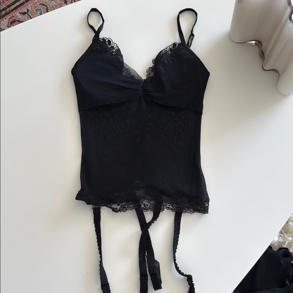 La Perla Black Lace Camisole with Garters